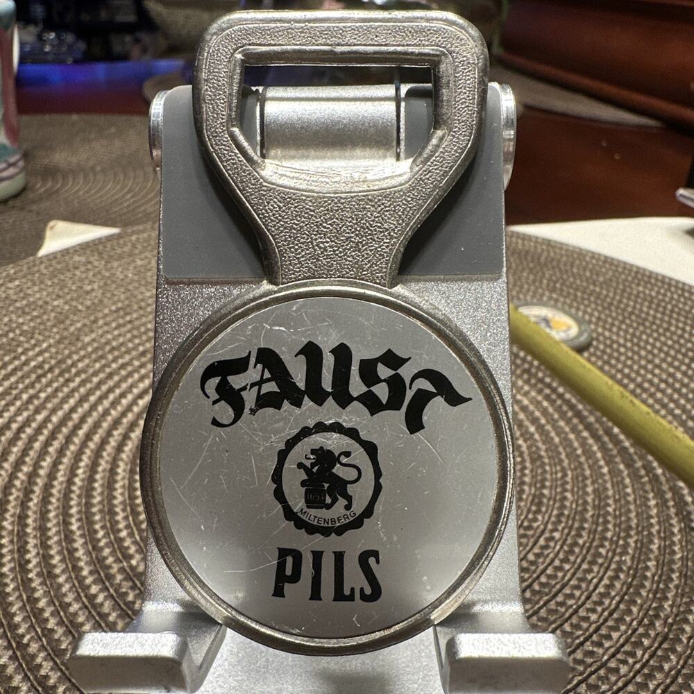 Vintage Faust Pils Beer Bottle Opener Miltenberg Germany Multi-Language Cheers